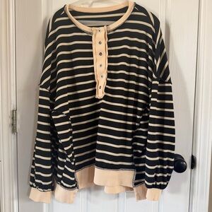 Striped Black and Cream Women's Top